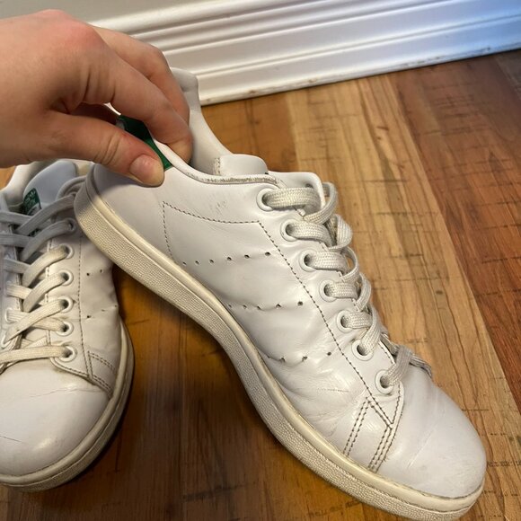 Adidas Stan Smith Shoes Cloud White and Green Vintage Style Sneaker - Picture 9 of 10